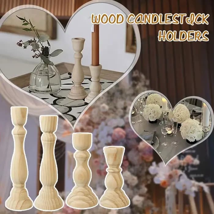 Bougeoirs en bois inachevé bougeoir pilier conique bougeoirs pour fête de mariage anniversaire décoration de Table à la maison