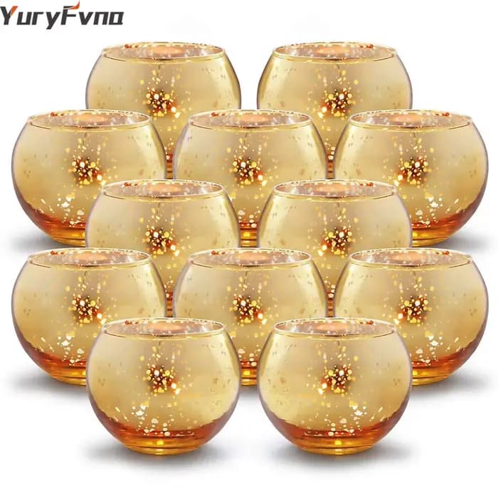 YuryFvna 6/12 pièces bougeoirs en verre de mercure chandelier votif photophore centres de table de mariage fêtes décoration de la maison cadeau