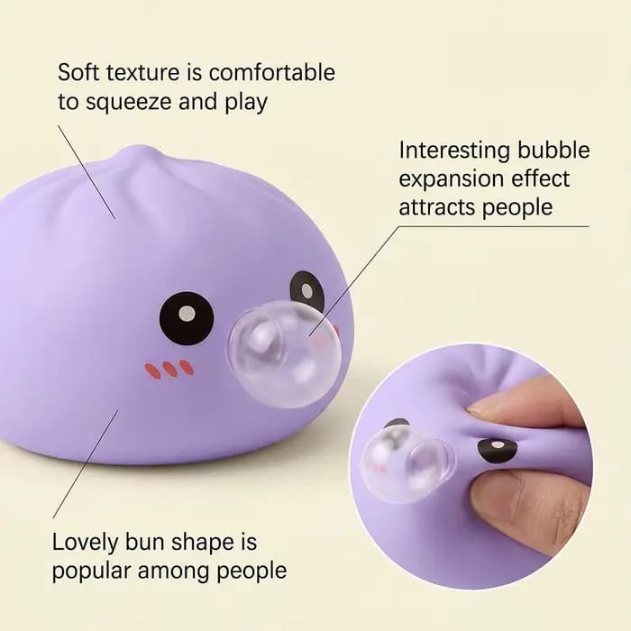 Nouveauté 2026 : Cadeaux Boîte Mystère Anti-stress – Jouets Souples à Souffler des Bulles, Jouets à Pincer Doux en Forme de Dumpling, Balle à Presser Rebondissante en Forme de Boulette Vapeur