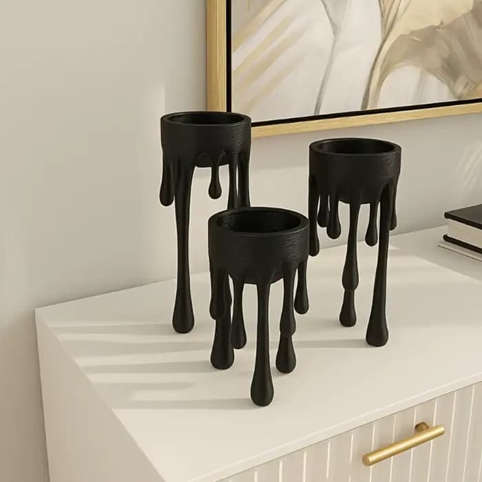 Ensemble de 3 porte-bougies créatifs effet cire fondante, design créatif, pour cheminée, table à manger, fête, décoration intérieure