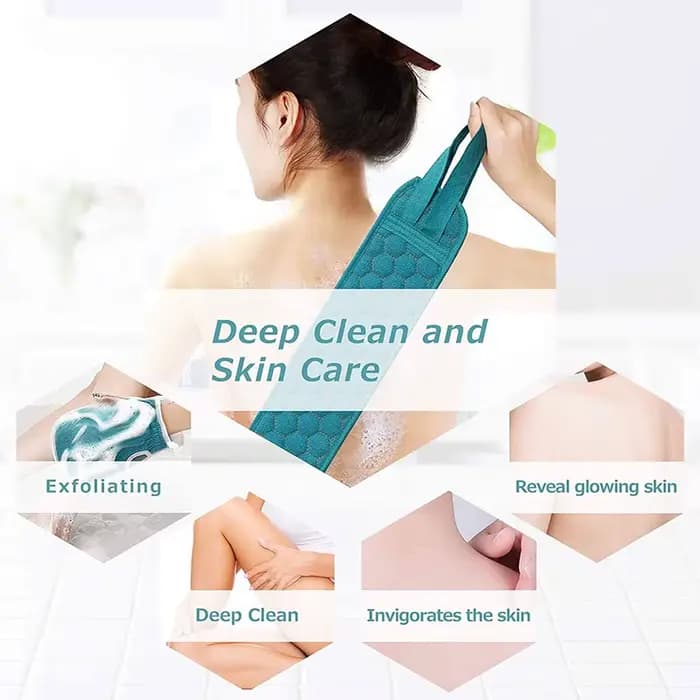 Ensemble d'épurateur corporel exfoliant – comprend un épurateur de dos, un gant de bain et une éponge de bain de douche Loofah