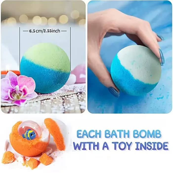 12 bombes de bain pour enfants par boîte avec des jouets surprise à l'intérieur, offrant une expérience de bain de niveau spa pour les enfants