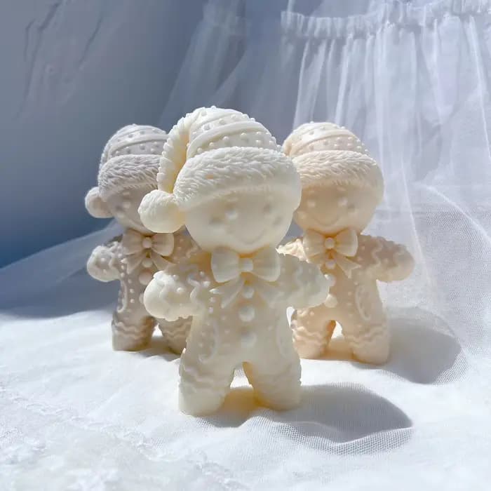 Moule à bougie en Silicone bonhomme en pain d'épice, Design de noël, ornements de noël, cire de soja, décor de noël