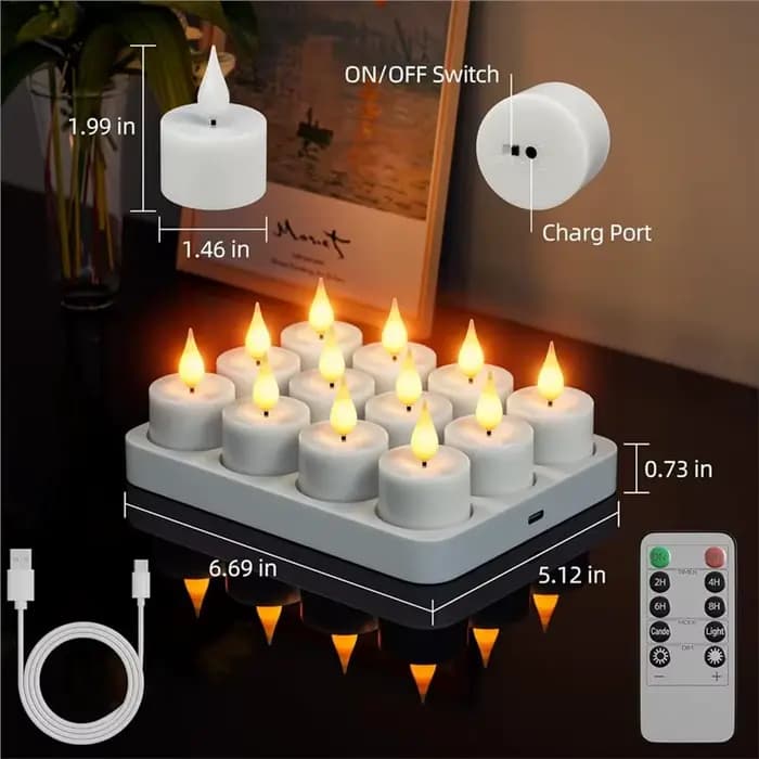 Bougies chauffe-plat LED rechargeables, faciles à utiliser, minuterie et Base de chargement pour la décoration