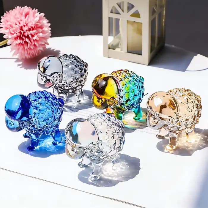 Artisanat en cristal de luxe, décoration de bureau, salon, cadeau pour enfants, mouton, dessin animé, Animal, ornement coloré pour décoration de fête