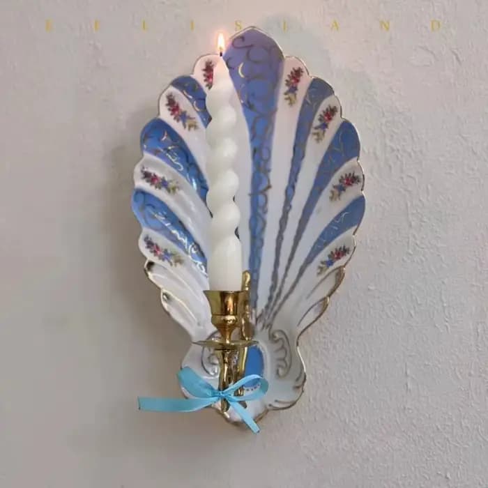 Bougeoir de décoration murale en forme de coquille fait à la main