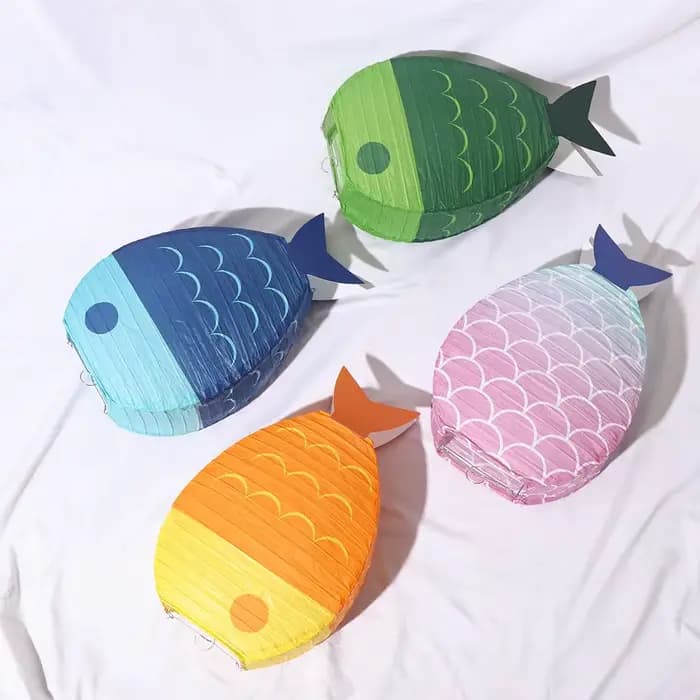 Lanternes en papier décoratives en forme de poisson porte-bonheur, bougies mignonnes, fournitures de fête