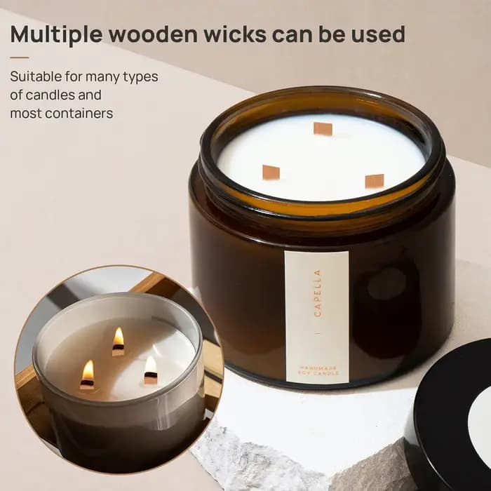 Mèches de bougies en bois, 40 pièces, mèches en bois pour la fabrication de bougies avec support (40 ensembles), fabrication artisanale de bougies