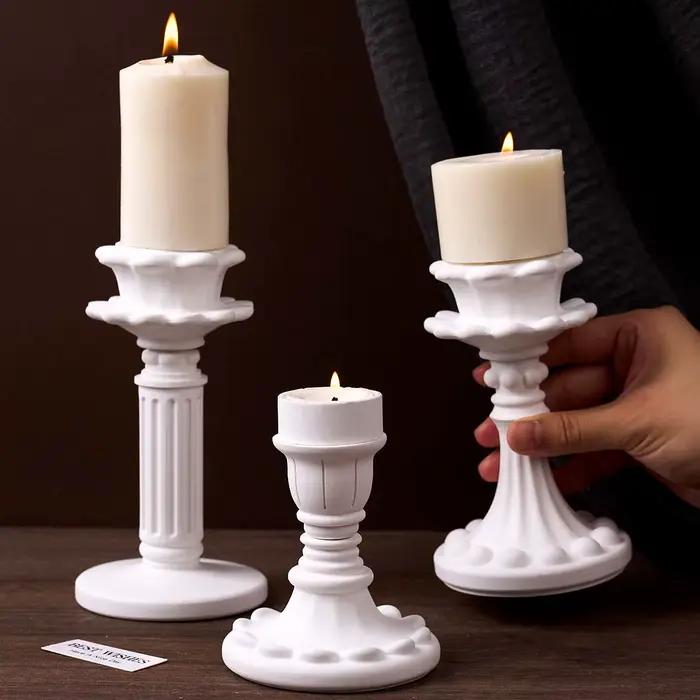 Bougeoir de Style européen, moule en Silicone, bricolage, ornements de dîner, artisanat, fabrication de bougies en résine de plâtre, moules de moulage de Base