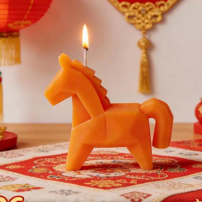 Bougie parfumée en forme de cheval, décoration traditionnelle porte-bonheur, pour chambre à coucher, salon, bureau, femmes et filles