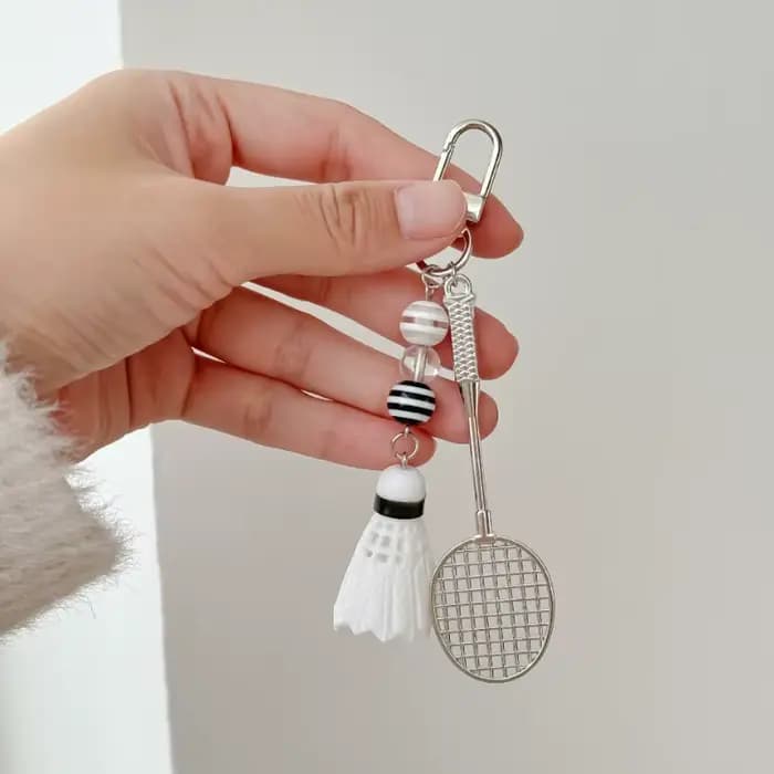 Porte-clés raquette de badminton mignon, pendentif créatif pour téléphone portable, niche pour sac, activité, petit cadeau, bijoux
