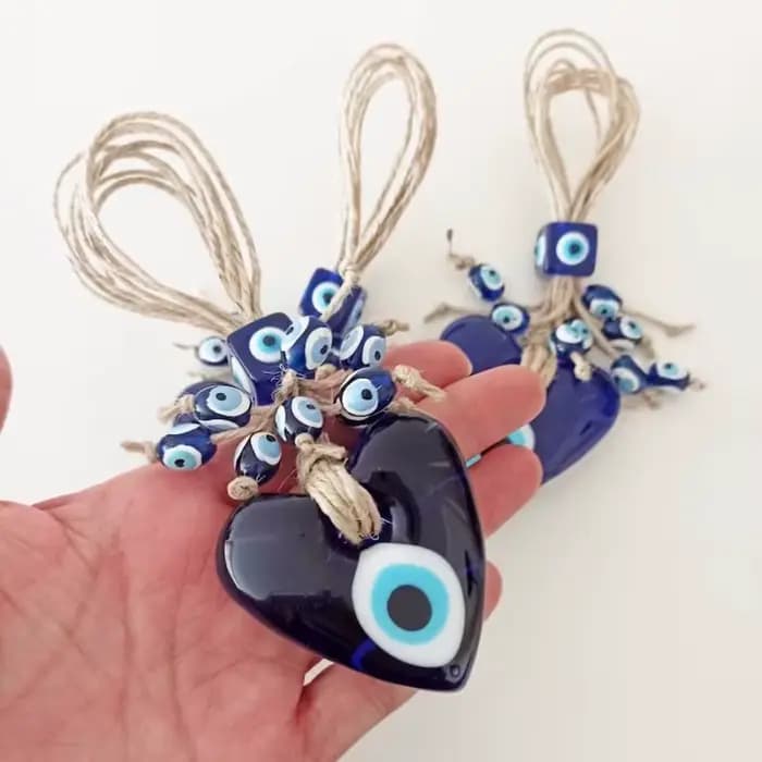 Pendentif porte-bonheur mauvais œil turc bleu, chaîne en corde tissée à la main, ornement de voiture pour la maison, salon, décoration murale suspendue, amulette cadeau