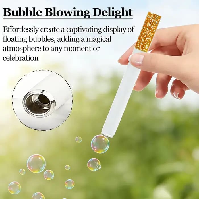 Ensemble de jouets à bulles amusants en forme de cigarette, mini baguette à bulles en métal en forme de cigarette avec liquide à bulles, machine à bulles en métal portable pour l'extérieur
