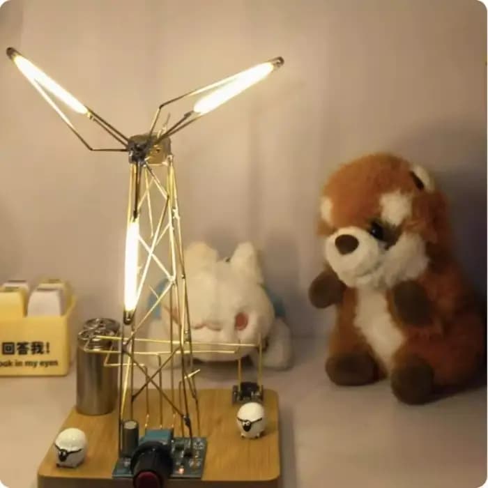 Kit de matériaux pour éolienne lumineuse DIY, décoration de bureau, ornements lumineux, cadeaux super atmosphériques et amusants