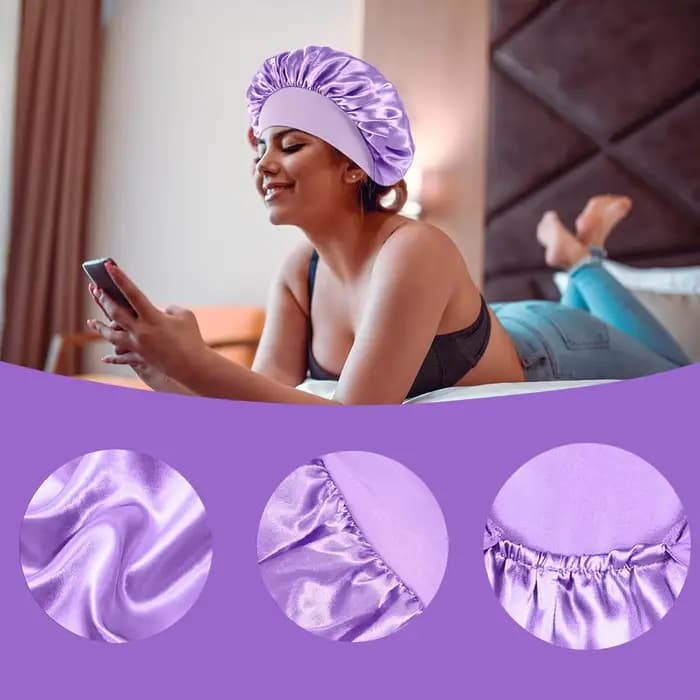 Bonnet de couchage en Satin pour cheveux, couvre-tête, bonnets de douche pour bain et Sauna, produits de salle de bain
