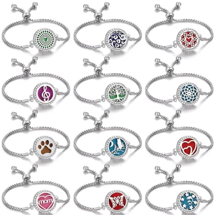 Bracelet Diffuseur d'Aromathérapie, Bijoux de Noël Réglables, Arbre de Vie, Fleur, sexuellement, Médaillon