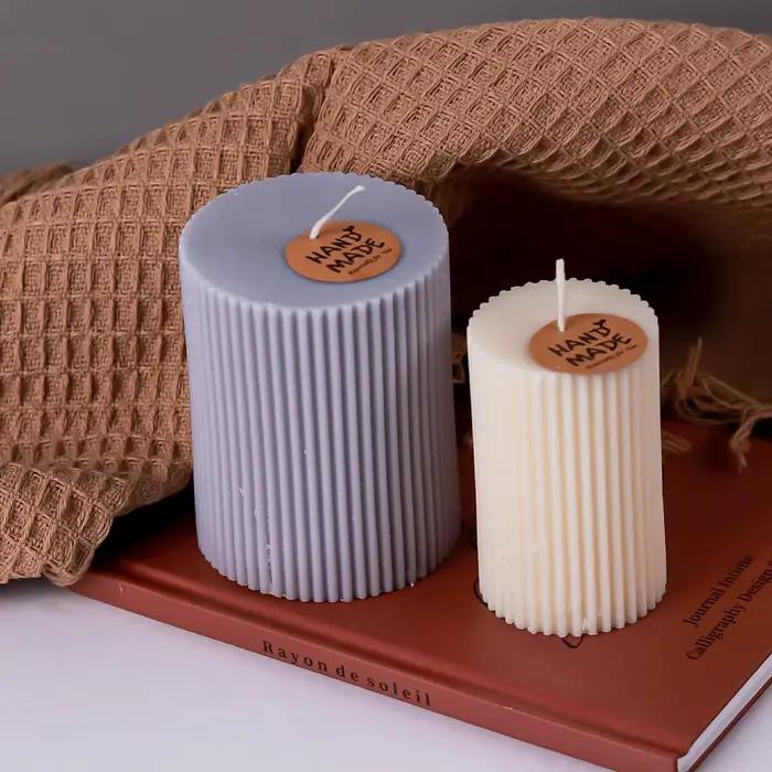 Moule à bougie cylindrique romain en Silicone à rayures classiques, bougeoir à rayures colonnes, bricolage, fabrication de bougies en forme de Design faites à la main