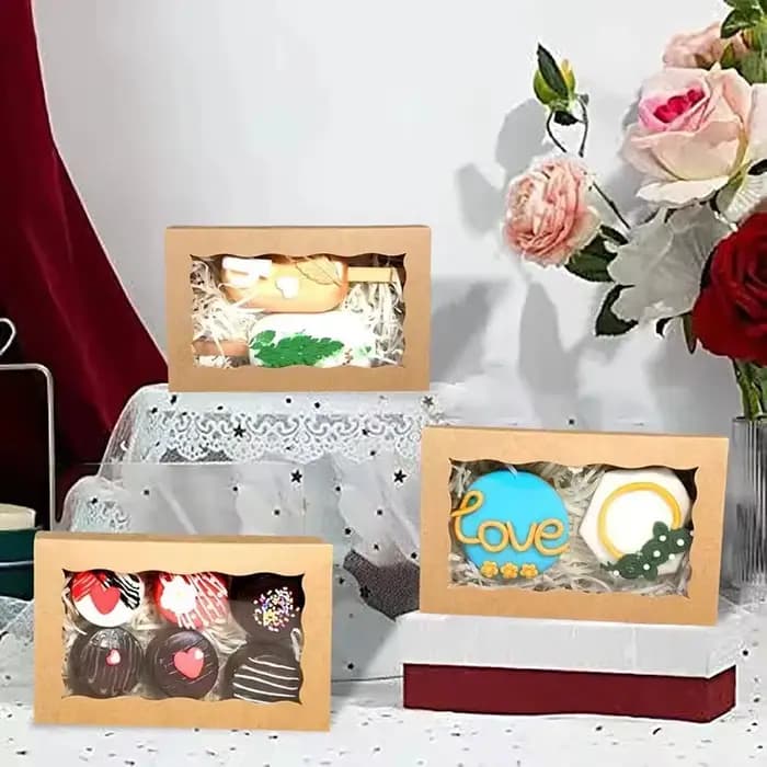 Boîte cadeau avec fenêtre transparente, 5/10 pièces, pour desserts, pâtisseries, bonbons et chocolats, parfaite pour les mariages, les anniversaires et plus encore.