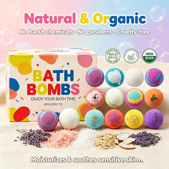Ensemble de bombes de bain 1/4/6/12 pièces avec jouets surprise à l'intérieur, bombes de bain moussantes naturelles et biologiques, cadeau pour les fêtes