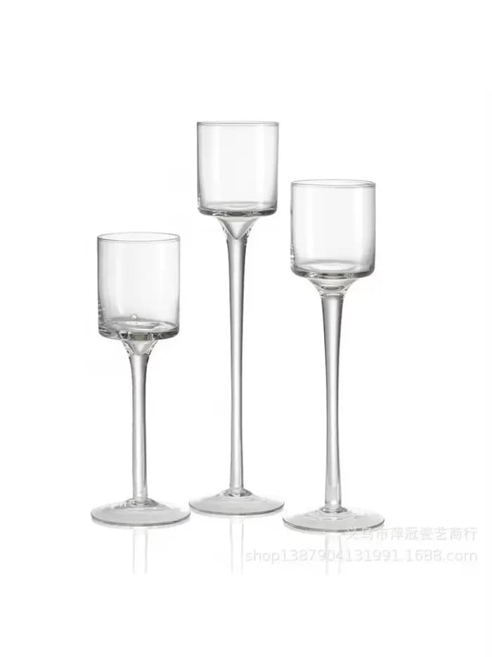 1Set3 moderne lumière luxe grand bougeoir en verre accessoires de mariage chandelier Transparent