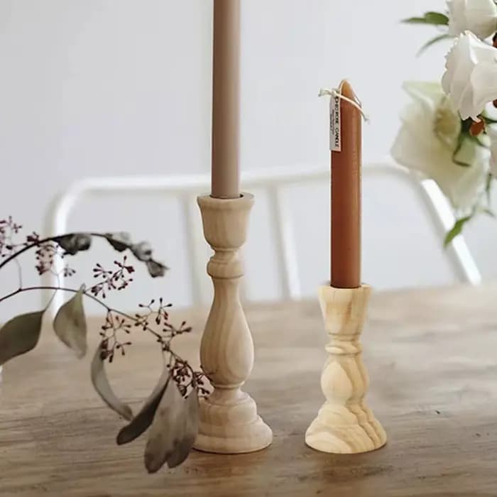 Bougeoirs en bois inachevé bougeoir pilier conique bougeoirs pour fête de mariage anniversaire décoration de Table à la maison