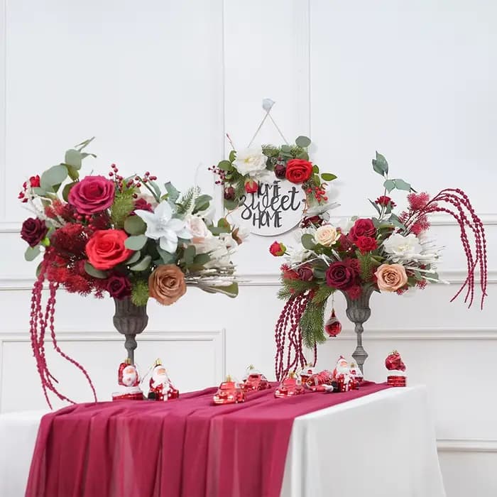 Vase série noël avec fleur, Arrangement Floral pour réception de mariage, chandelier de Table, décorations, fournitures de tir H866212