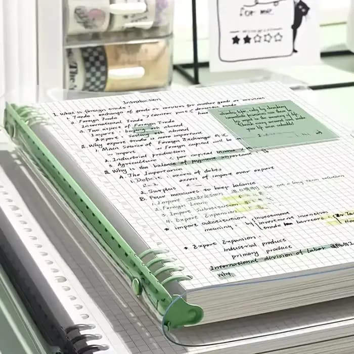240 Pages journal A5 couverture souple transparente feuilles mobiles livre à carreaux cahiers scolaires cahier