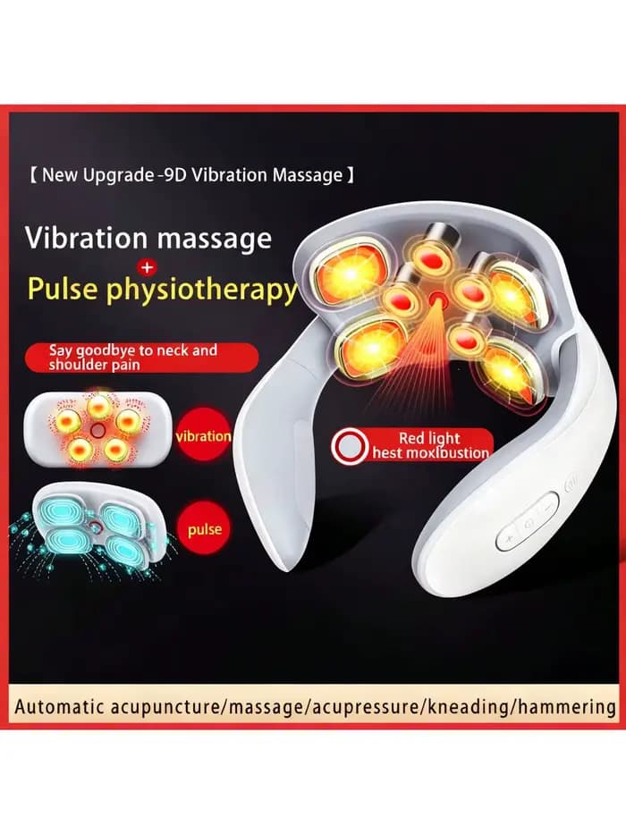 Masseur de cou intelligent pour adultes, 5 modes de massage, appareil ergonomique portable pour le cou, pour la relaxation au bureau, à la maison et en voyage