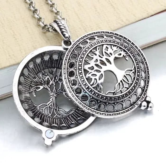 Nouveau diffuseur d'arôme arbre de vie collier ouvert Antique Vintage médaillon pendentif parfum huile essentielle