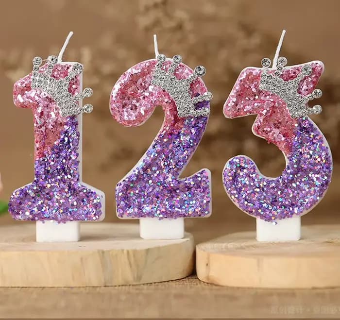Bougie d'anniversaire mignonne, décorations de gâteau, bougie chiffre, grande bougie couronne de princesse pour la décoration de gâteau, thème princesse pour anniversaire d'enfants
