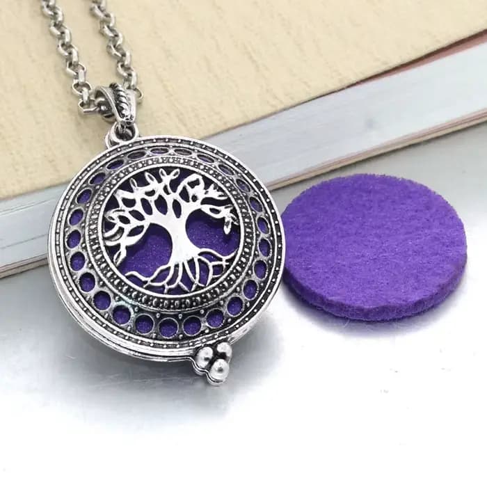 Nouveau diffuseur d'arôme arbre de vie collier ouvert Antique Vintage médaillon pendentif parfum huile essentielle