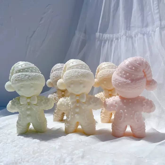 Moule à bougie en Silicone bonhomme en pain d'épice, Design de noël, ornements de noël, cire de soja, décor de noël