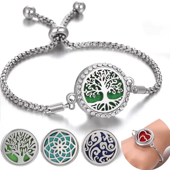 Bracelet Diffuseur d'Aromathérapie, Bijoux de Noël Réglables, Arbre de Vie, Fleur, sexuellement, Médaillon