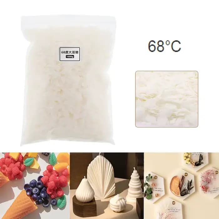 Cire de soja à 68 degrés, 500g, à point de fusion élevé, en flocons, matière première pour bougies, peut être mélangée à de la cire d'abeille blanche pour créer un modèle.