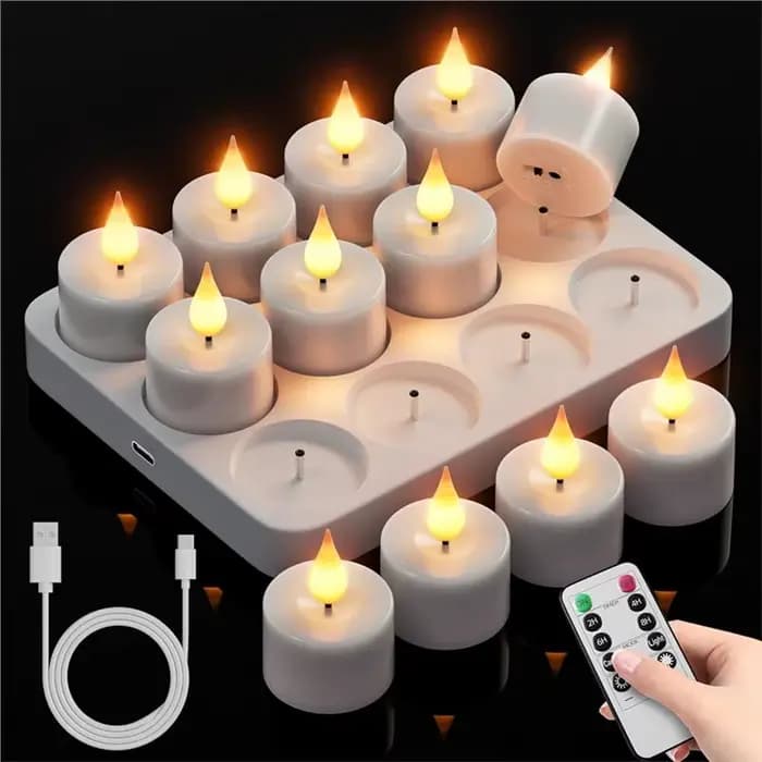 Bougies chauffe-plat LED rechargeables, faciles à utiliser, minuterie et Base de chargement pour la décoration