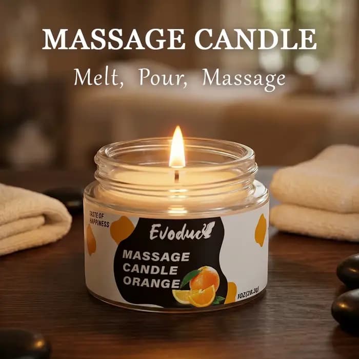 Bougie de massage à l'huile d'orange douce, cire de soja à faible point de fusion, pour une hydratation profonde de la peau, soin relaxant, bain spa, cadeaux pour couples, Noël