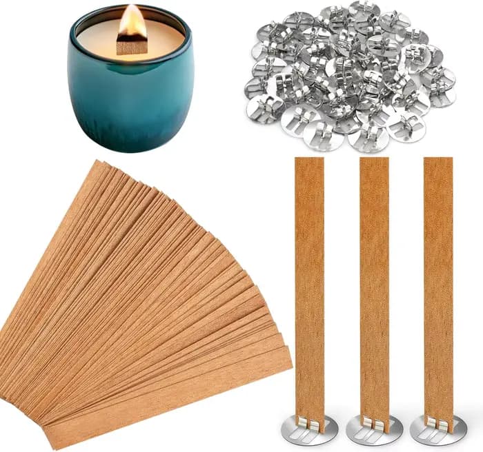 Mèches de bougies en bois, 40 pièces, mèches en bois pour la fabrication de bougies avec support (40 ensembles), fabrication artisanale de bougies