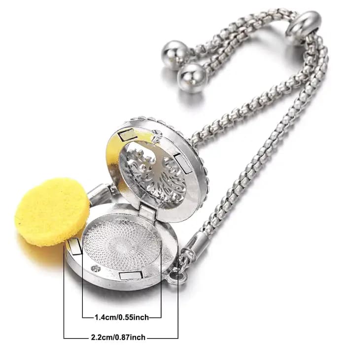 Bracelet d'aromathérapie avec médaillon arbre de vie pour homme et femme, bijoux diffuseur d'huiles essentielles et de parfum en cristal