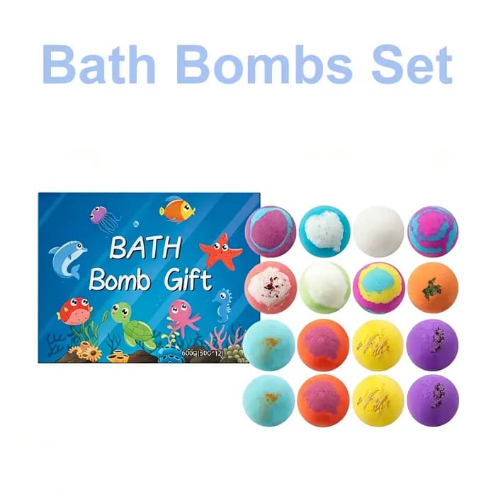 Ensemble de 16 bombes de bain pour enfants avec jouets cachés, fabriquées à la main, naturelles, méga bulles, respectueuses de la peau, thème océan, jeu sensoriel, cadeau pour bain moussant