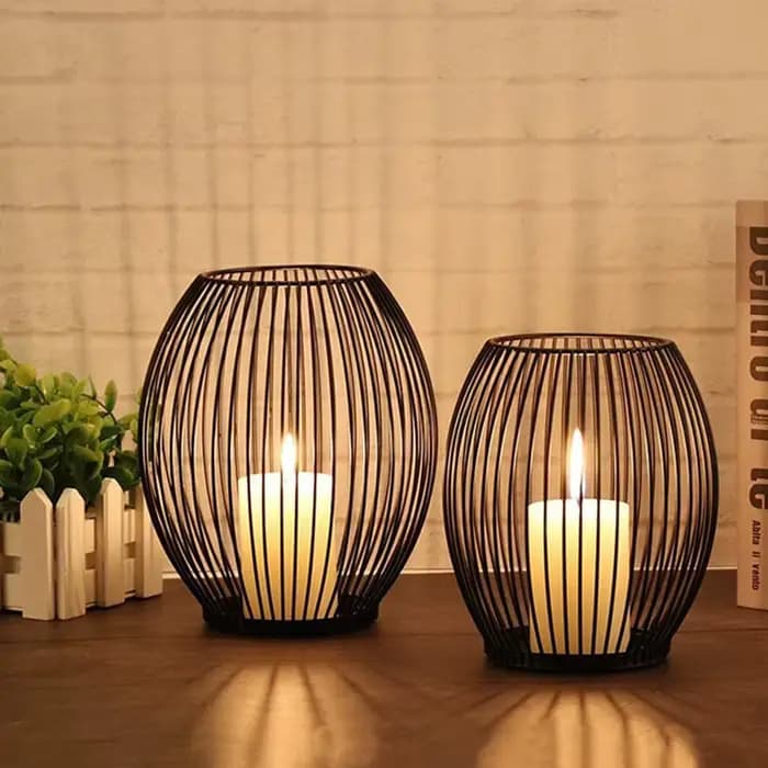 Porte-bougie Lanterne Noire Vintage en Fer, Ornement de Bougie Romantique, Accessoire de Photographie, Décoration de Table pour la Maison