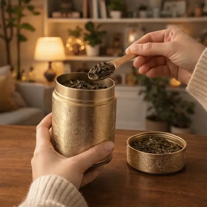 Boîte à thé portable mini épaissie en aluminium, hermétique, avec motif floral en relief, pour la cuisine