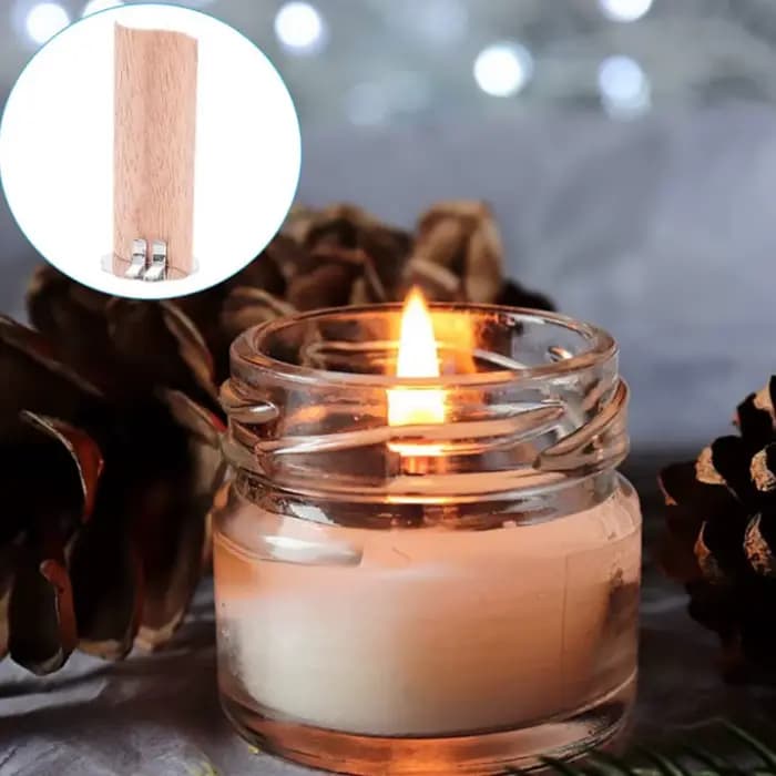Mèches en bois naturel en forme de flamme, avec support de Base, mèche de bougie, noyau de cire, fournitures artisanales pour la fabrication de bougies, cire parfumée de soja ondulée, 10 pièces