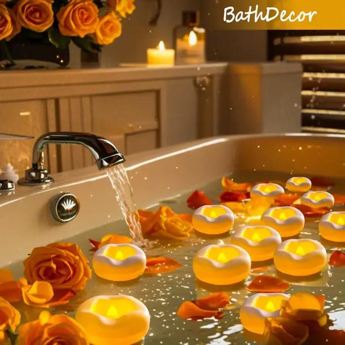 Bougies flottantes sans flamme pour centres de table, photophore LED pour mariage, 5.5/7.5CM, à piles, décoration de piscine et de Spa, 12 à 100 pièces