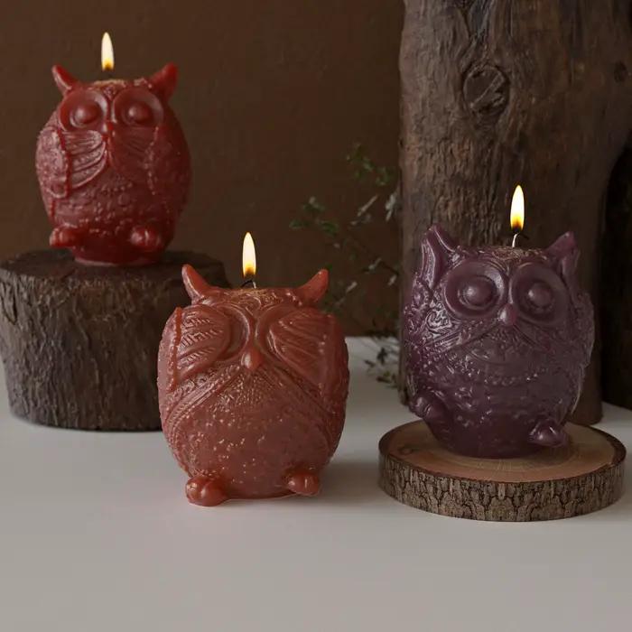 Moule bricolage aromathérapie plâtre hibou bougie Silicone moule couverture yeux couverture bouche couverture oreilles-vous pas mal ouvir pas mal parler pas mal