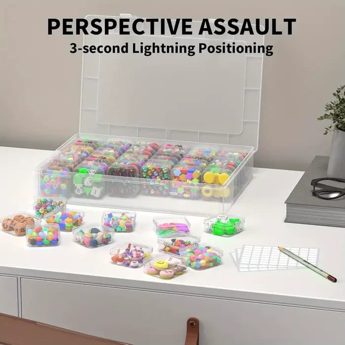 Boîte de rangement de perles, ensemble de boîtes de rangement de perles de 61 pièces, organisateurs de petites perles transparents de grande capacité et étuis de rangement en plastique avec étiquette