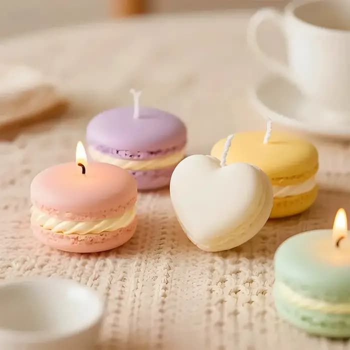 Bougies réalistes en forme de Macaron, 1/5 pièces, cire de soja parfumée pour la décoration de la maison, fête de mariage, nouvel an, atmosphère Festive, cadeaux aromatiques