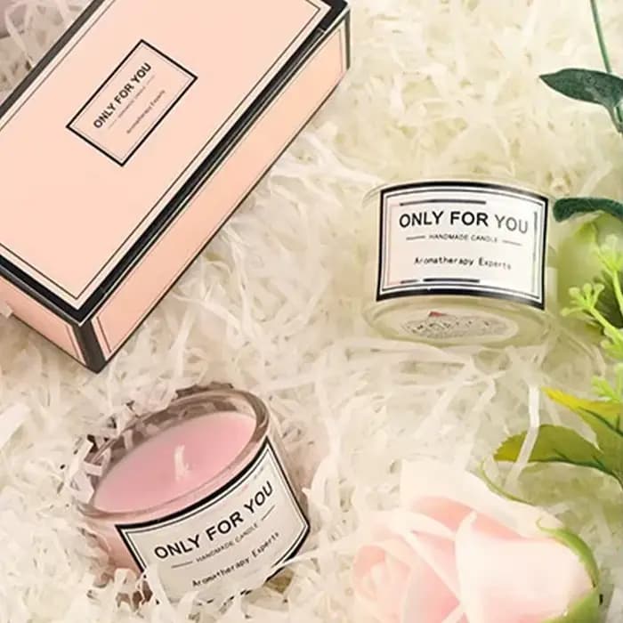 Bougie parfumée en cire de soja, 2 pièces/boîte, bougie d'aromathérapie romantique en verre sans fumée, bougie écologique 5x3cm, coffret cadeau