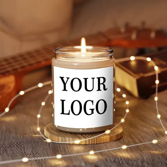 1 pièces cire de soja photo personnalisée bougie parfumée blanche cadeau-personnalisé avec logo/autocollant design-cadeau d'entreprise de mariage d'anniversaire