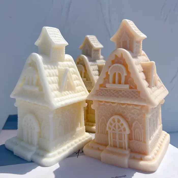Moule en silicone pour maison en pain d'épice, plâtre, gypse, maison victorienne de Noël, bougie, glaçage, manoir, moule en silicone