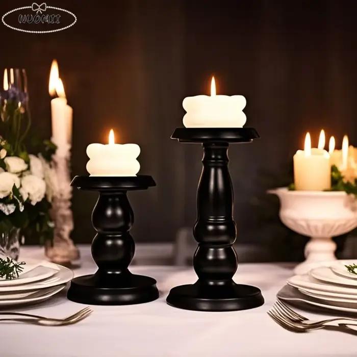 Supports de bougies en métal noir, bougeoirs en fer forgé, chandelier vintage, candélabre rétro pour mariage, fête, anniversaire